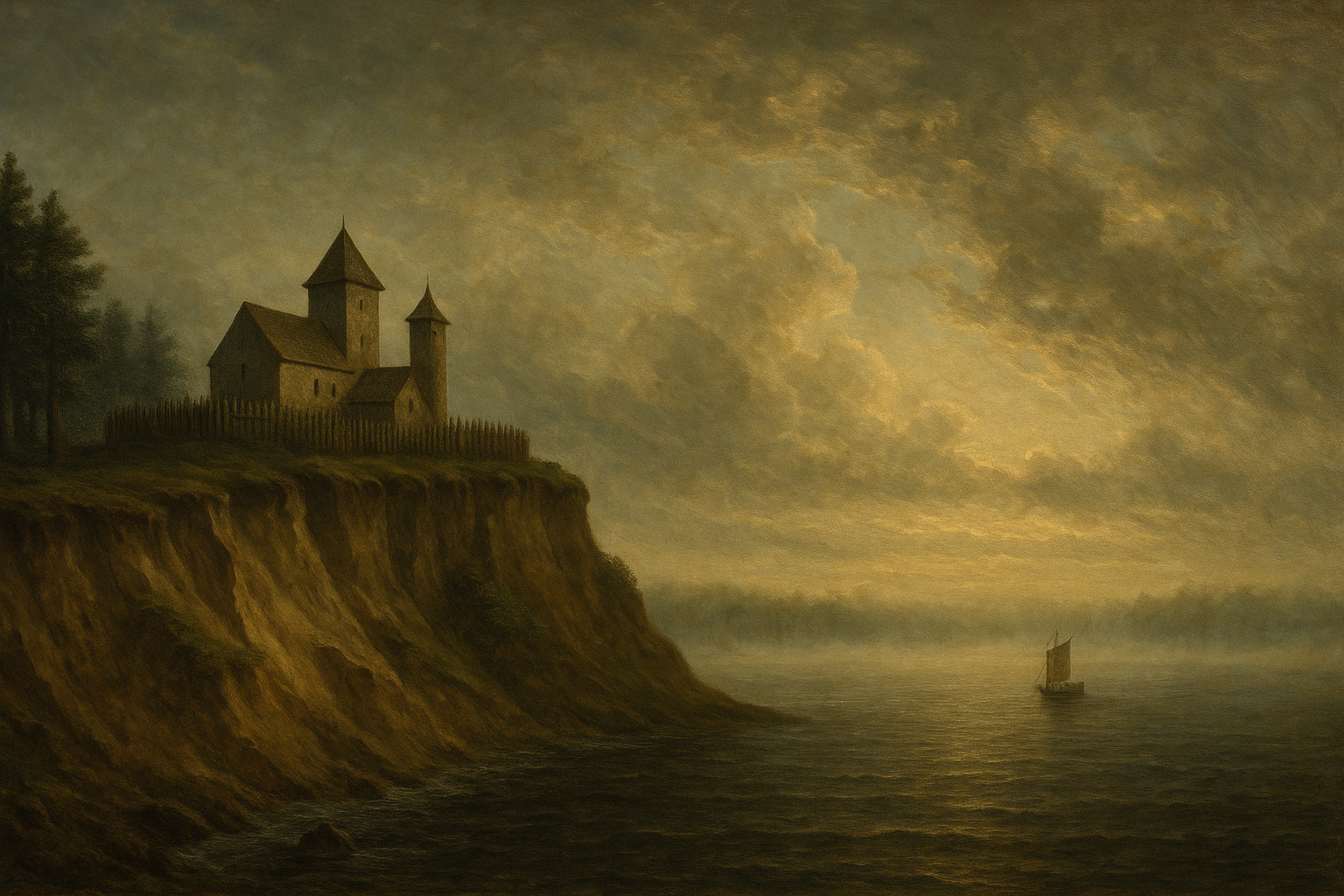 Artist’s impression of Castle Connowedit in its heyday, above the Frisches Haff